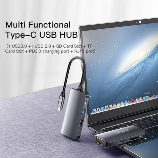 Yesido HB15 6 in 1 USB-C / Type-C Ports Multifunctional Docking Station HUB Adapter by Yesido