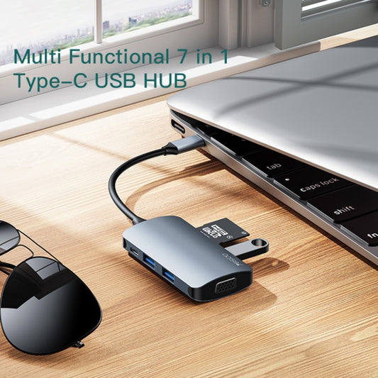 Yesido HB16 7 in 1 USB-C / Type-C Ports Multifunctional Docking Station HUB Adapter by Yesido