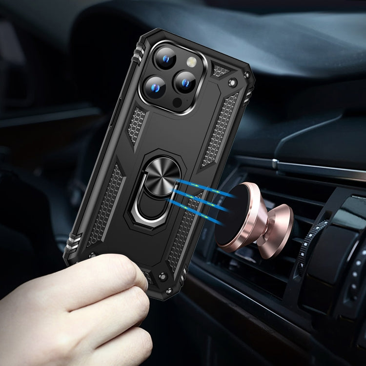 For iPhone 15 Shockproof TPU + PC Phone Case with Holder(Black) by buy2fix