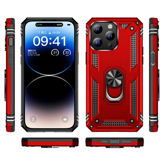 For iPhone 15 Plus Shockproof TPU + PC Phone Case with Holder(Red) by buy2fix