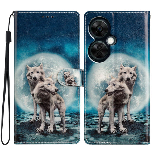 For OnePlus Nord CE 3 Lite 5G Colored Drawing Leather Phone Case(Twin Wolves) by buy2fix