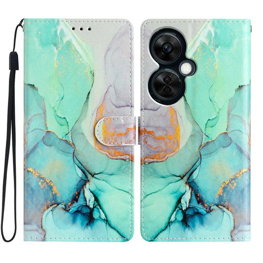 For OnePlus Nord CE 3 Lite 5G Colored Drawing Leather Phone Case(Green Marble) by buy2fix