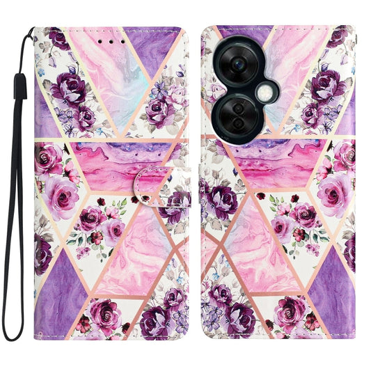 For OnePlus Nord CE 3 Lite 5G Colored Drawing Leather Phone Case(Purple Marble) by buy2fix