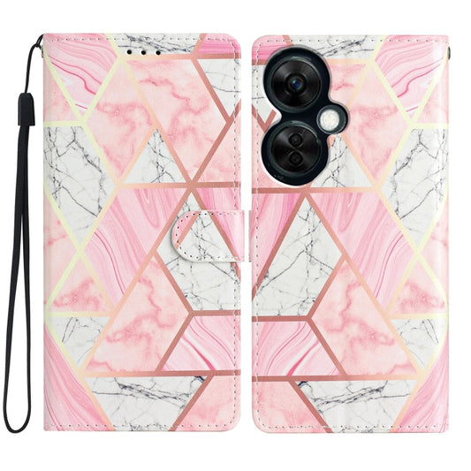For OnePlus Nord CE 3 Lite 5G Colored Drawing Leather Phone Case(Pink Marble) by buy2fix