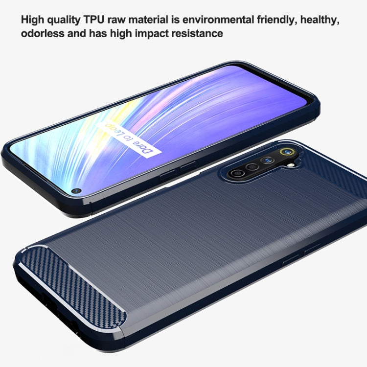 For Realme 6i India Brushed Texture Carbon Fiber TPU Phone Case(Red) - Realme Cases by buy2fix | Online Shopping UK | buy2fix