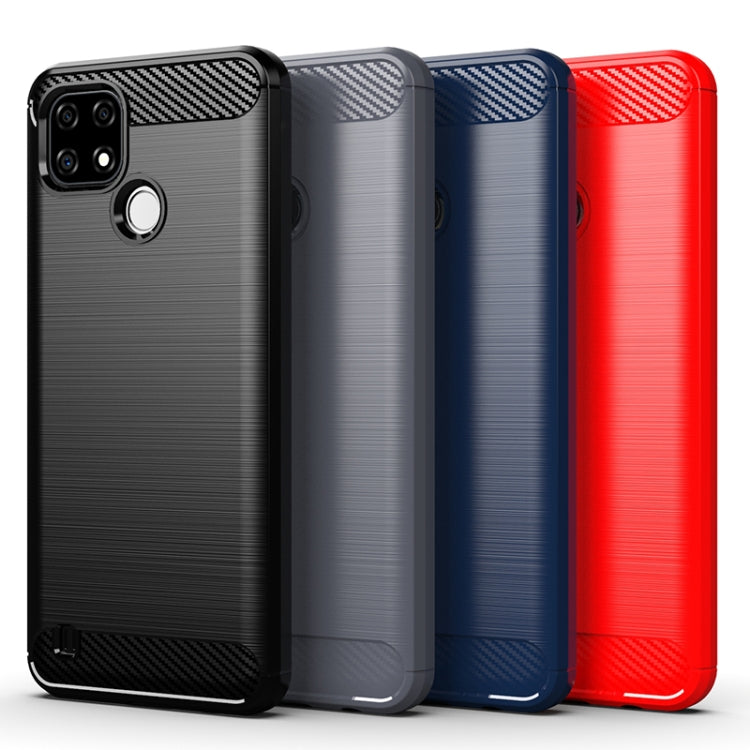 For Realme C21 Brushed Texture Carbon Fiber TPU Phone Case(Blue) - Realme Cases by buy2fix | Online Shopping UK | buy2fix
