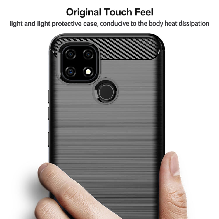 For Realme C21 Brushed Texture Carbon Fiber TPU Phone Case(Blue) - Realme Cases by buy2fix | Online Shopping UK | buy2fix