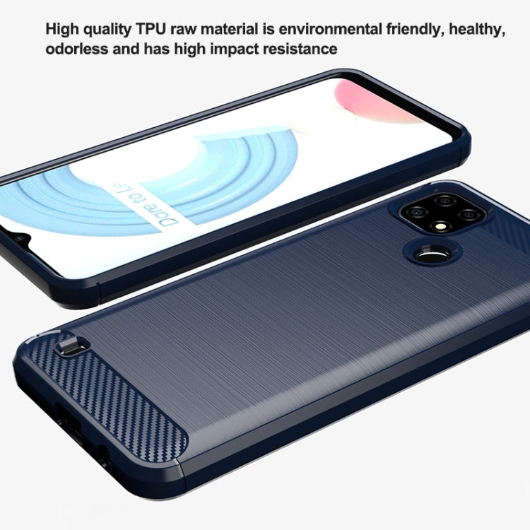 For Realme C21 Brushed Texture Carbon Fiber TPU Phone Case(Blue) - Realme Cases by buy2fix | Online Shopping UK | buy2fix