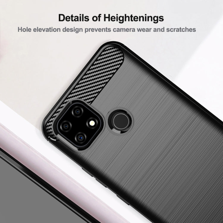 For Realme C21 Brushed Texture Carbon Fiber TPU Phone Case(Blue) - Realme Cases by buy2fix | Online Shopping UK | buy2fix