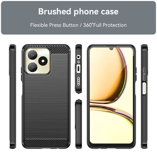 For Realme C53 Brushed Texture Carbon Fiber TPU Phone Case(Black) by buy2fix