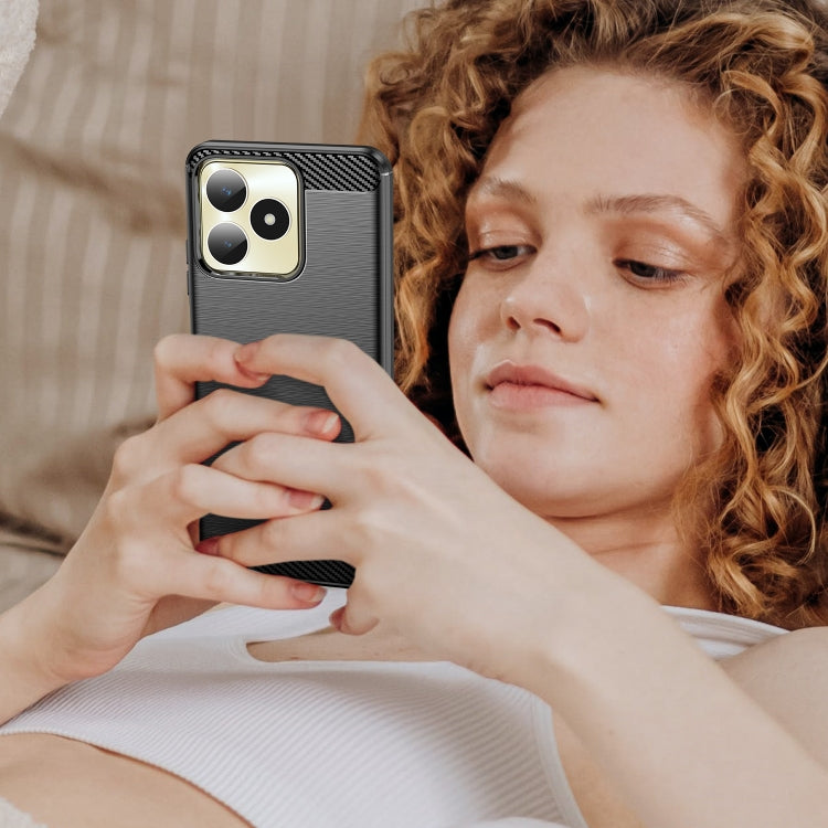 For Realme C53 Brushed Texture Carbon Fiber TPU Phone Case(Black) by buy2fix