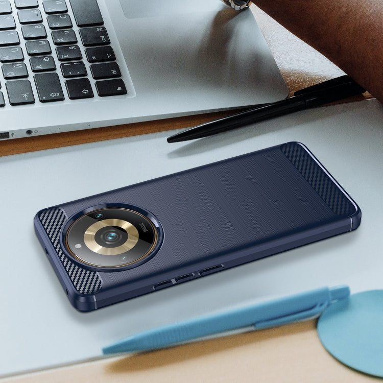For Realme 11 Pro+ Brushed Texture Carbon Fiber TPU Phone Case(Blue) by buy2fix