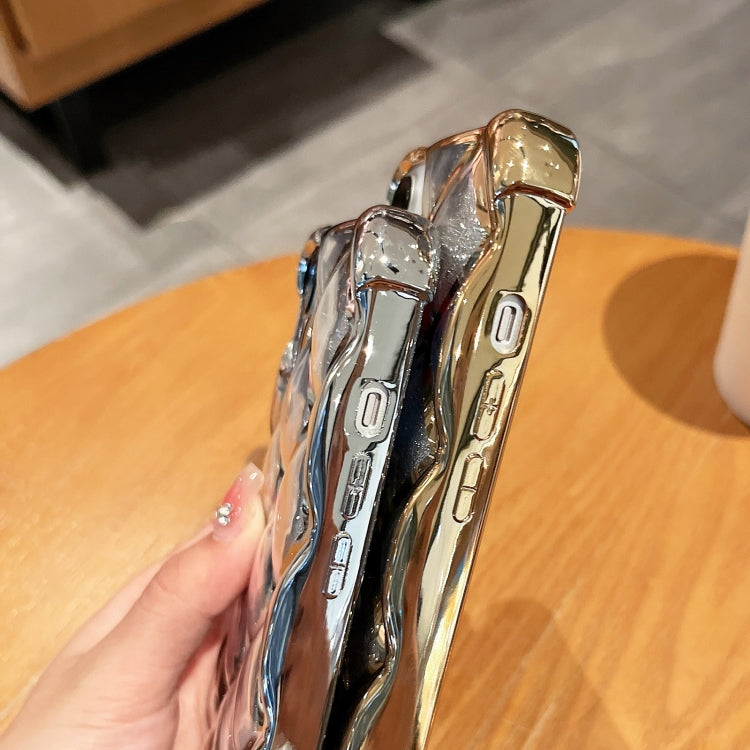 For iPhone 15 Pro Max 3D Diamond Lattice Laser Engraving Glitter Paper Phone Case(Gradient Black) by buy2fix