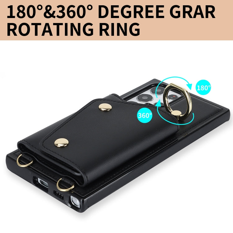 For Samsung Galaxy S22 Ultra 5G Zipper Card Bag Phone Case with Dual Lanyard(Black) - Galaxy S22 Ultra 5G Cases by buy2fix | Online Shopping UK | buy2fix