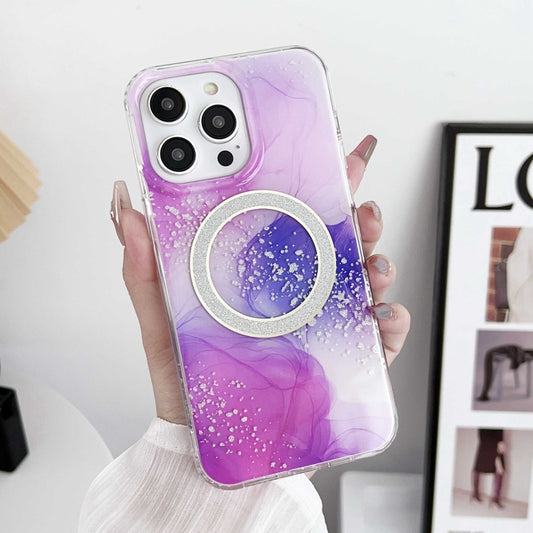 For iPhone 13 Dual-side IMD Marble Magsafe Phone Case(Smudged Purple) by buy2fix