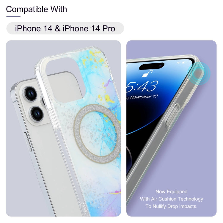 For iPhone 15 Pro Dual-side IMD Marble Magsafe Phone Case(Black) - iPhone 15 Pro Cases by buy2fix | Online Shopping UK | buy2fix