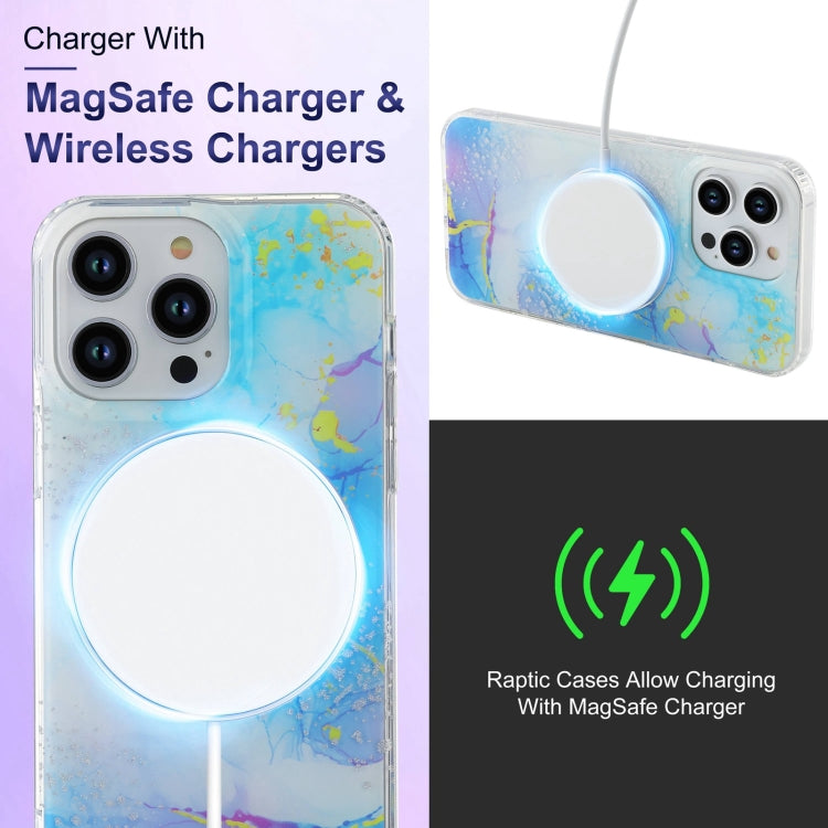 For iPhone 15 Pro Dual-side IMD Marble Magsafe Phone Case(Black) - iPhone 15 Pro Cases by buy2fix | Online Shopping UK | buy2fix