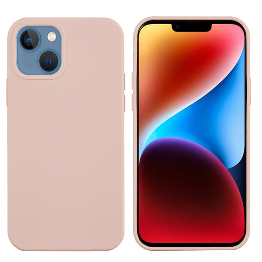 For iPhone 15 Plus Solid Color Silicone Phone Case(Sand Pink) by buy2fix
