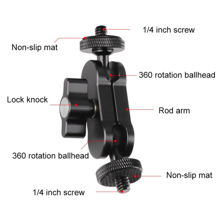 360 Pivot Magic Arm Mount 1/4 inch Ball Head Bracket(Black) - Camera Gimbal by buy2fix | Online Shopping UK | buy2fix
