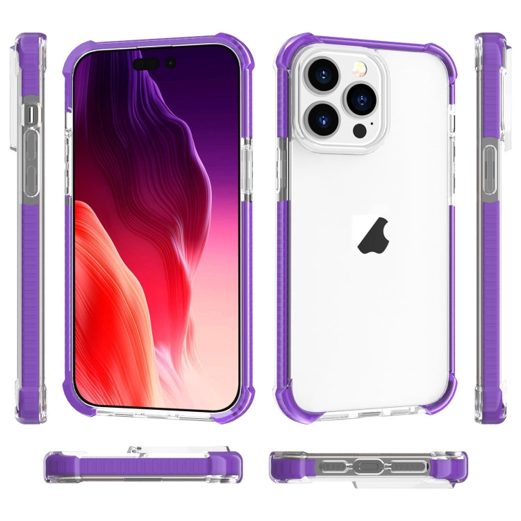 For iPhone 15 Pro Four-corner Shockproof TPU Hybrid Acrylic Phone Case(Purple) by buy2fix