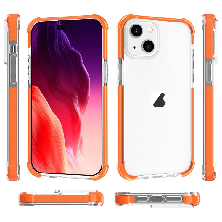 For iPhone 15 Plus Four-corner Shockproof TPU Hybrid Acrylic Phone Case(Orange) by buy2fix