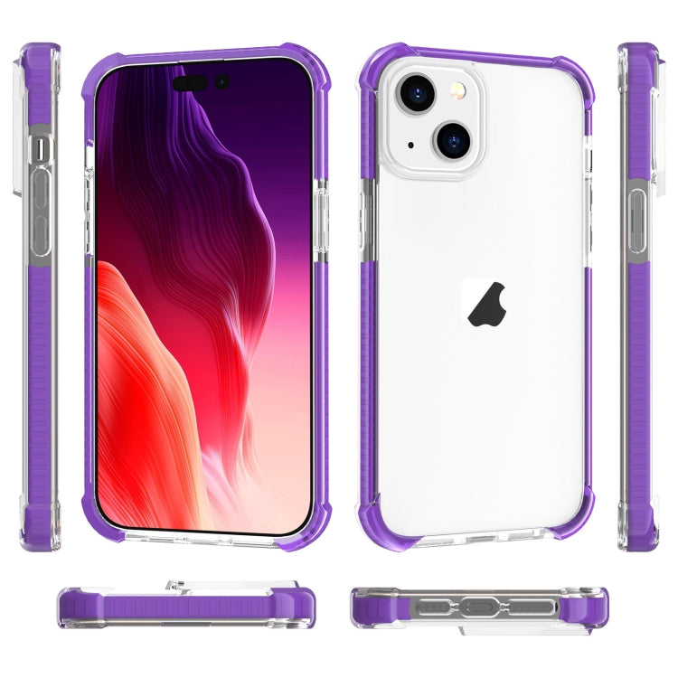 For iPhone 15 Plus Four-corner Shockproof TPU Hybrid Acrylic Phone Case(Purple) by buy2fix