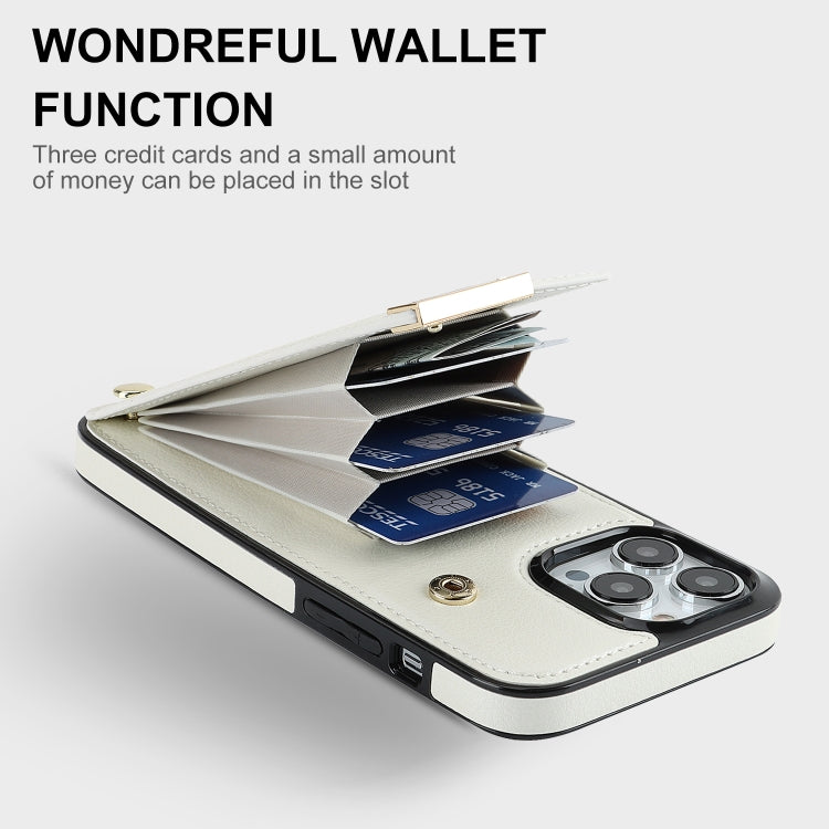 For iPhone 12 Pro Max Metal Buckle Card Slots Phone Case(White) by buy2fix