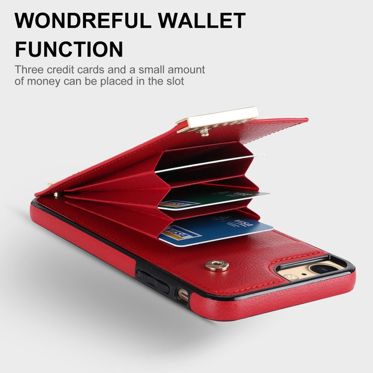 For iPhone SE 2022 / 2020 / 8 / 7 Metal Buckle Card Slots Phone Case(Red) by buy2fix