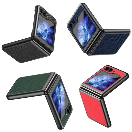 For Samsung Galaxy Z Flip5 Cross Texture All Inclusive Shockproof Protective Phone Case(Blue) by buy2fix