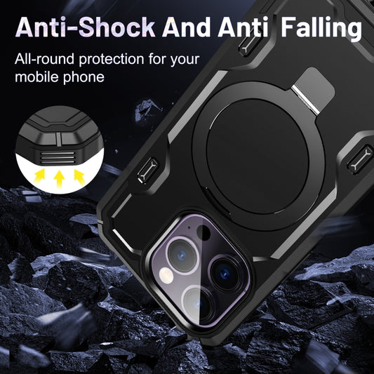 For iPhone 14 Pro Max Patronus MagSafe Magnetic Holder Phone Case(Black) by buy2fix