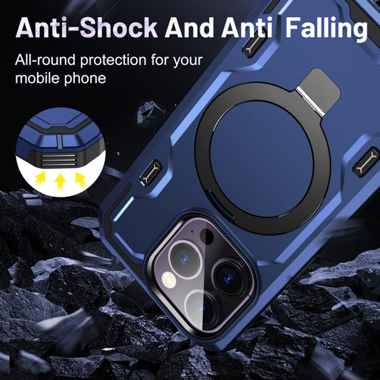 For iPhone 13 Pro Max Patronus MagSafe Magnetic Holder Phone Case(Navy Blue) by buy2fix