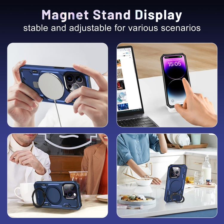 For iPhone 11 Patronus MagSafe Magnetic Holder Phone Case(Navy Blue) by buy2fix