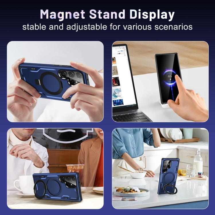 For Samsung Galaxy S23 5G Patronus MagSafe Magnetic Holder Phone Case(Navy Blue) by buy2fix