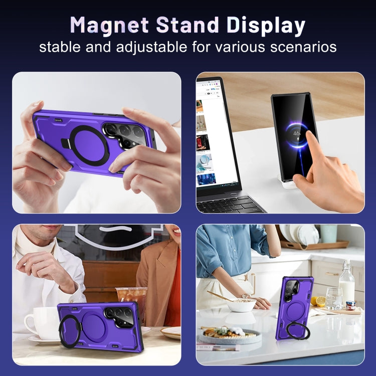 For Samsung Galaxy S23 5G Patronus MagSafe Magnetic Holder Phone Case(Purple) by buy2fix