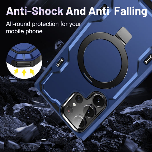 For Samsung Galaxy S23+ 5G Patronus MagSafe Magnetic Holder Phone Case(Navy Blue) by buy2fix