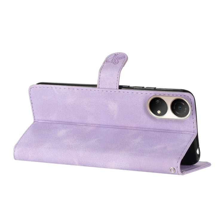For Honor X7 / Play 30 Plus Flower Butterfly Embossing Pattern Leather Phone Case(Purple) - Honor Cases by buy2fix | Online Shopping UK | buy2fix