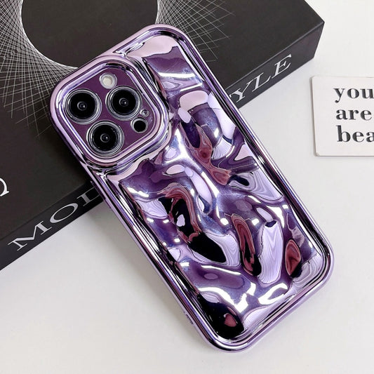 For iPhone 14 Plus Electroplating Meteorite Texture TPU Phone Case(Purple) by buy2fix