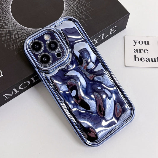 For iPhone 14 Pro Electroplating Meteorite Texture TPU Phone Case(Blue) by buy2fix