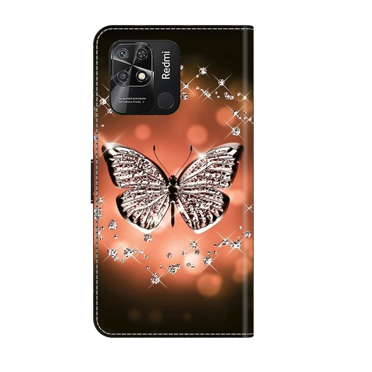 For Xiaomi Redmi 10C Crystal 3D Shockproof Protective Leather Phone Case(Crystal Butterfly) by buy2fix