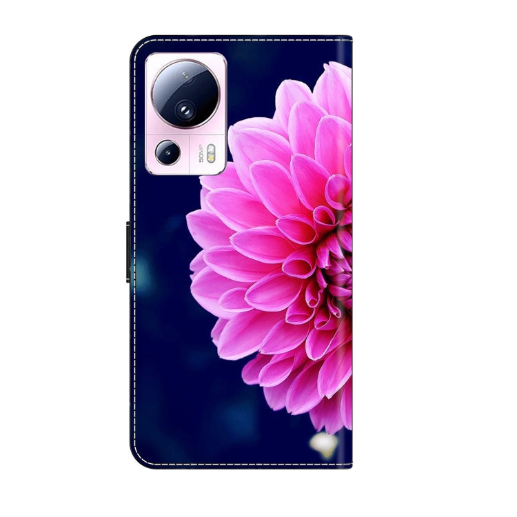 For Xiaomi 13 Lite Crystal 3D Shockproof Protective Leather Phone Case(Pink Petals) - Xiaomi Cases by buy2fix | Online Shopping UK | buy2fix