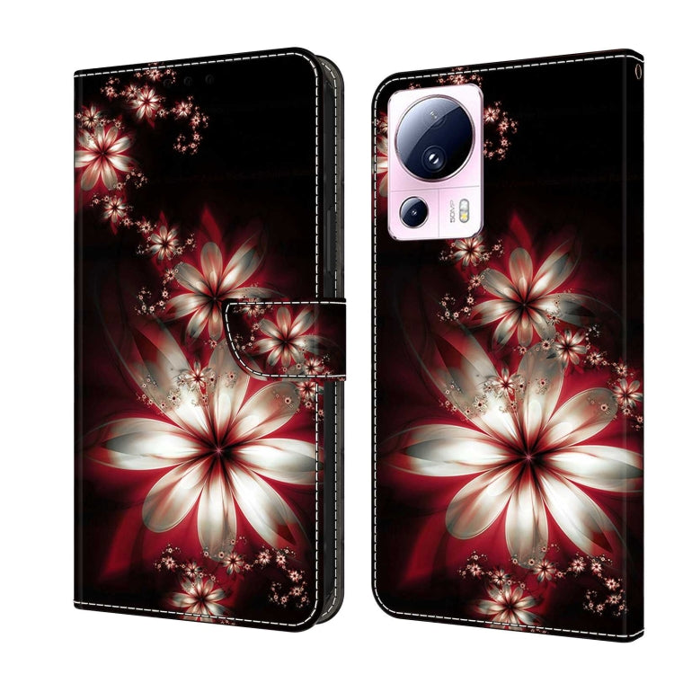 For Xiaomi 13 Lite Crystal 3D Shockproof Protective Leather Phone Case(Fantastic Flower) - Xiaomi Cases by buy2fix | Online Shopping UK | buy2fix