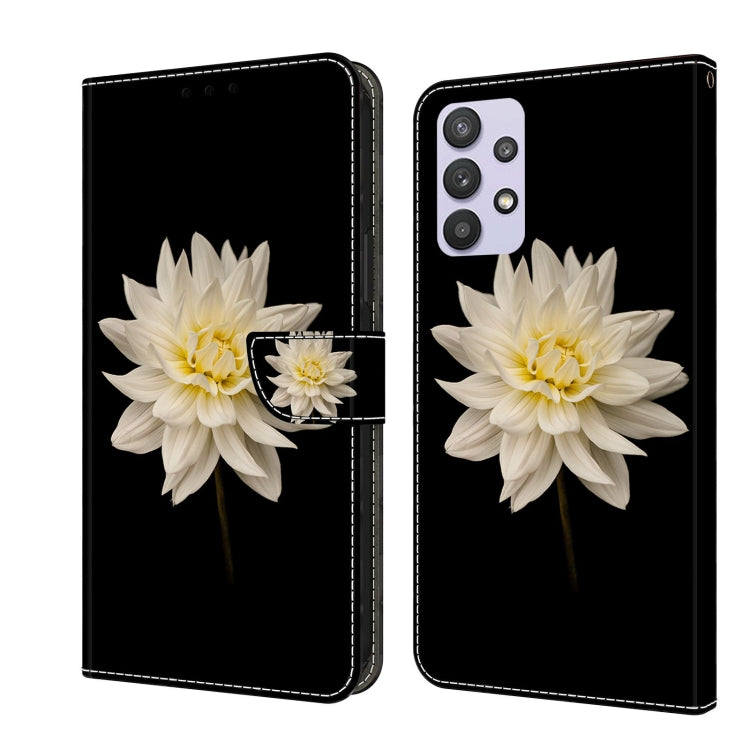 For Samsung Galaxy A32 5G Crystal 3D Shockproof Protective Leather Phone Case(White Flower) - Galaxy Phone Cases by buy2fix | Online Shopping UK | buy2fix