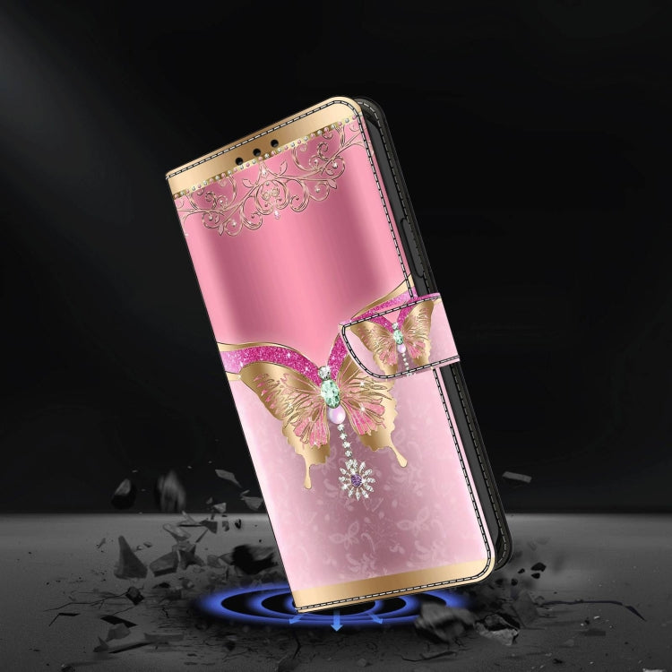 For Samsung Galaxy S21 Crystal 3D Shockproof Protective Leather Phone Case(Pink Bottom Butterfly) - Galaxy S21 5G Cases by buy2fix | Online Shopping UK | buy2fix