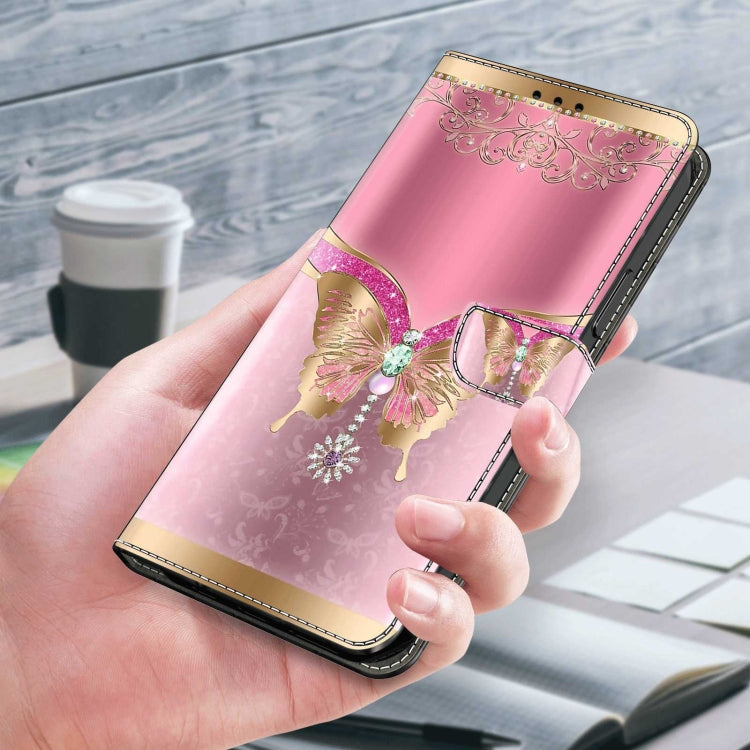 For Samsung Galaxy S21 Crystal 3D Shockproof Protective Leather Phone Case(Pink Bottom Butterfly) - Galaxy S21 5G Cases by buy2fix | Online Shopping UK | buy2fix