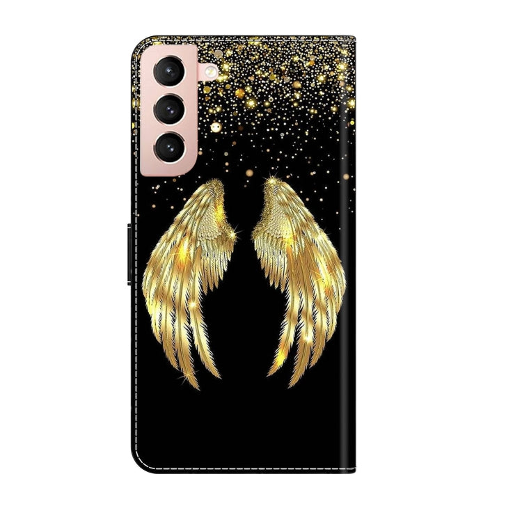 For Samsung Galaxy S21 Crystal 3D Shockproof Protective Leather Phone Case(Golden Wings) - Galaxy S21 5G Cases by buy2fix | Online Shopping UK | buy2fix