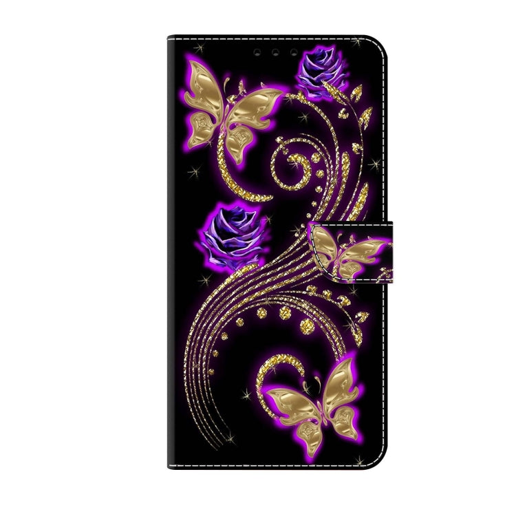 For Samsung Galaxy S21+ Crystal 3D Shockproof Protective Leather Phone Case(Purple Flower Butterfly) - Galaxy S21+ 5G Cases by buy2fix | Online Shopping UK | buy2fix