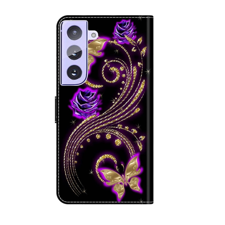 For Samsung Galaxy S21+ Crystal 3D Shockproof Protective Leather Phone Case(Purple Flower Butterfly) - Galaxy S21+ 5G Cases by buy2fix | Online Shopping UK | buy2fix