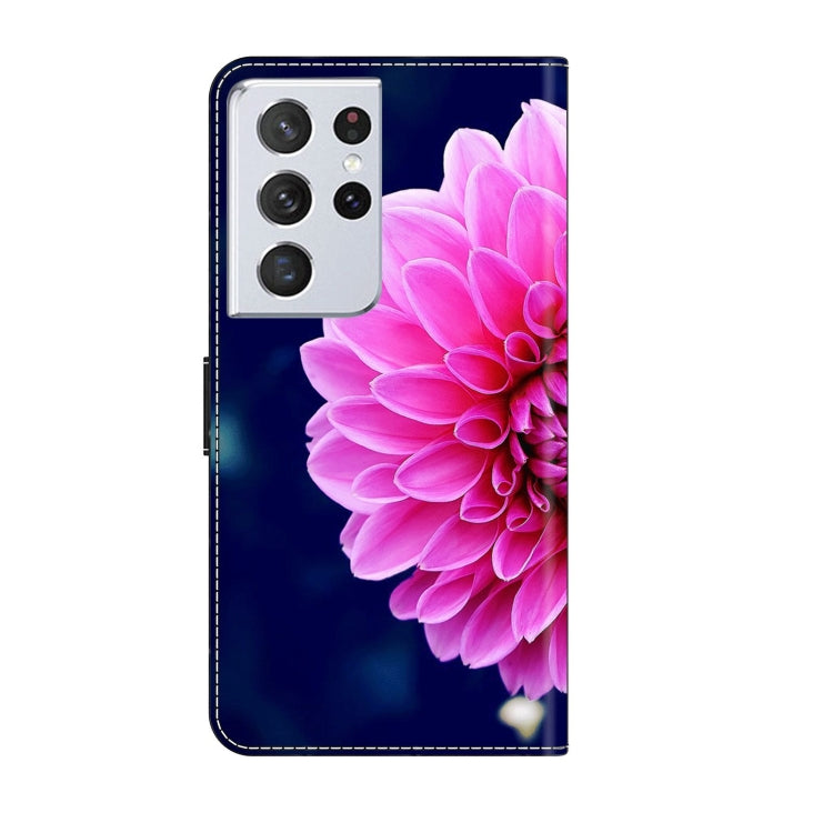 For Samsung Galaxy S21 Ultra Crystal 3D Shockproof Protective Leather Phone Case(Pink Petals) - Galaxy S21 Ultra 5G Cases by buy2fix | Online Shopping UK | buy2fix