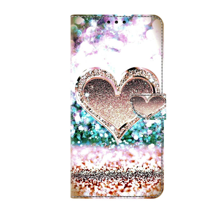 For Samsung Galaxy S21 Ultra Crystal 3D Shockproof Protective Leather Phone Case(Pink Diamond Heart) - Galaxy S21 Ultra 5G Cases by buy2fix | Online Shopping UK | buy2fix