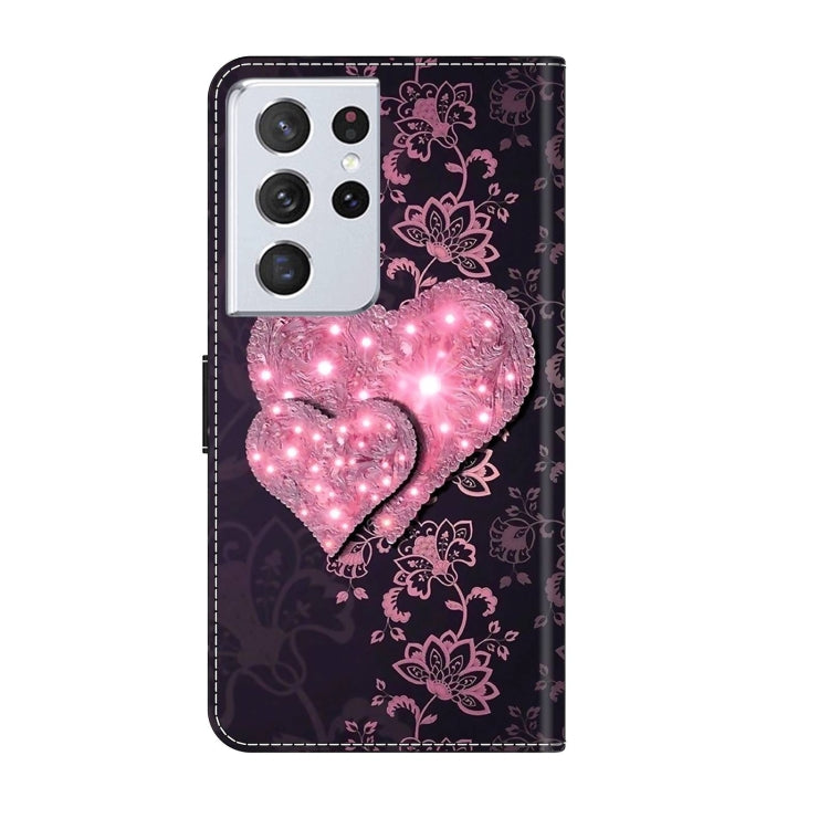 For Samsung Galaxy S21 Ultra Crystal 3D Shockproof Protective Leather Phone Case(Lace Love) - Galaxy S21 Ultra 5G Cases by buy2fix | Online Shopping UK | buy2fix